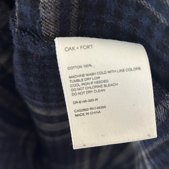 OAK + FORT Black and White Checkered Flannel Shirt Dress - Picture 5 of 6